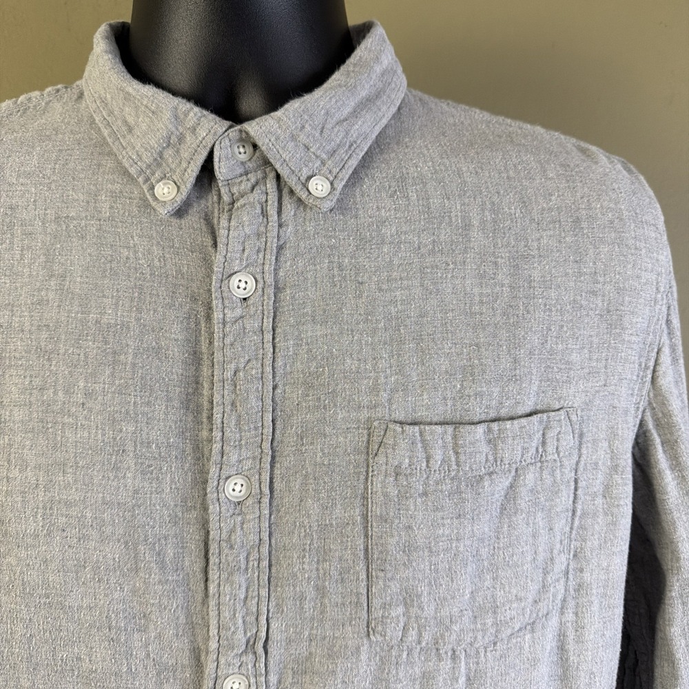 Marine Layer California Oxford Long Sleeve Button Down Mens M Heathered Gray